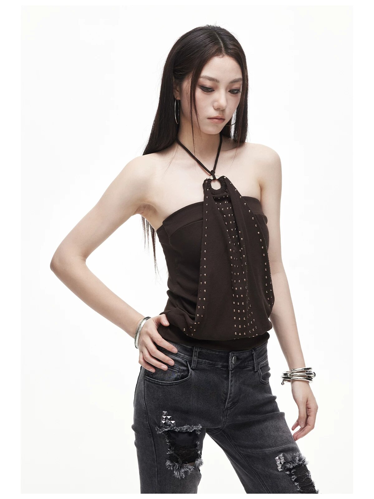 순수한 욕망 핫걸 행침 목 슬립 여성 천년기 바람 작은 대중 디자인 센스 징 슬림해 보이는 민소매 조끼 여름