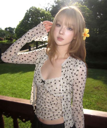 ranwear 다우 다우 눈 푸 기타 에디션 순수한 욕망 바람 홀치기 염색 프린트 식물 플러시 레이스 슬립 반팔 자외선 차단 오픈 가디건