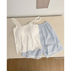 批发<b class='q'>莫代尔</b>上衣背心+梭织棉短裤#固定胸垫#<b class='q'>睡衣</b>夏季新款背心家居服女