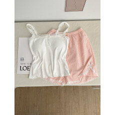 批发<b class='q'>莫代尔</b>上衣背心+梭织棉短裤#固定胸垫#<b class='q'>睡衣</b>夏季新款背心家居服女