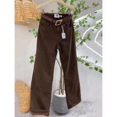 批发韩系 棕色窄版阔腿<b class='q'>牛仔裤</b>女 <b class='q'>韩版</b>高腰直筒 垂感显瘦百搭春秋长裤