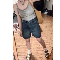 批发小红书推荐 高腰复古牛仔五分<b class='q'>裤</b>女夏季薄款阔<b class='q'>腿</b>遮肉显瘦百搭中<b class='q'>裤</b>