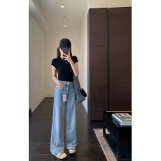 批发直播 小个子冰丝神<b class='q'>裤</b>夏季浅蓝天丝牛仔莱赛尔薄款显瘦阔腿<b class='q'>裤</b>
