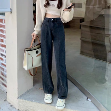 批发韩国东大门女<b class='q'>装</b>小众设计感黑灰阔腿<b class='q'>裤</b><b class='q'>2026</b>牛仔女高腰藏胯<b class='q'>显瘦</b>长<b class='q'>裤</b>