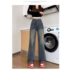 批发韩国东大门女<b class='q'>装</b>春秋气质窄版直筒拖地<b class='q'>裤</b>女2026高腰牛仔新款显腿长