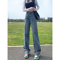 批发网红同款2026新款牛仔神裤高腰藏肉春秋显瘦垂感气质拖地阔腿<b class='q'>女裤</b>