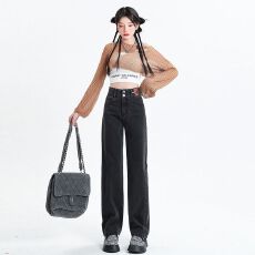 批发得物高品质 <b class='q'>秋冬</b>刚需黑灰色阔腿裤女2026新款高腰设计感拖地长裤