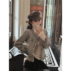 批发实拍实价法式花呢上衣羊毛流苏小香风外套女短款圆领<b class='q'>小西装</b>