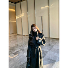 实拍实价灰色立领呢子大衣女秋冬新款赫本风气质小众复古收腰外套