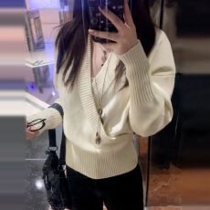批发己出货 V领套头内搭毛衣慵懒风长袖针织打底衫上衣