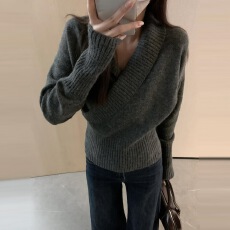 批发己出货 领套头内搭毛衣秋冬季慵懒风长袖针织打底衫