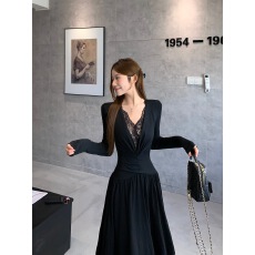 批发己出货 气质扭结v领性感修身显瘦包臀长裙