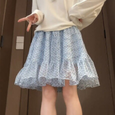 批发己出货  粉色波点半身裙独特漂亮高腰蛋糕蓬蓬裙