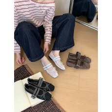 批发法式镂空网面平底单鞋女满钻<b class='q'>夏</b>季新款透气玛丽珍鞋一字带芭蕾舞鞋