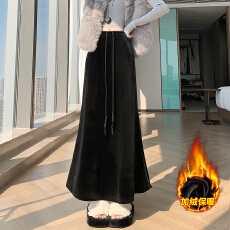 批发高级丝绒亲肤半身裙女2025年秋冬加绒加厚高腰显瘦a字包臀长裙