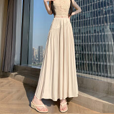 批发<b class='q'>复古</b>气质褶皱高腰半身裙女2026夏季新款显瘦垂感小众A字长裙chic
