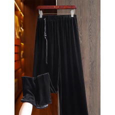 批发非实拍高级感真丝丝绒新中式阔腿裤秋季新款宽松直筒裤女