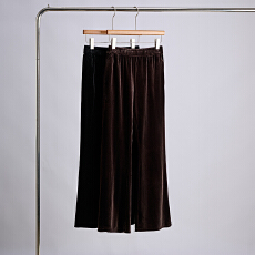 批发实拍新中式丝绒加厚长裤修身显瘦微喇裤子女喇叭裤