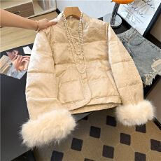 批发实拍新中式提花冬季毛毛高级感棉服羽绒服