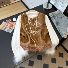 批发实拍新中式高级感贵气重工亮片毛边马夹夹棉坎肩女秋冬