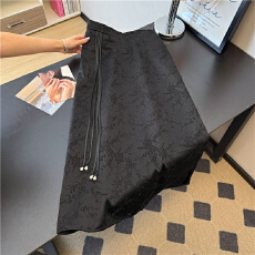 批发实拍新中式加绒提花半身裙秋冬保暖长裙