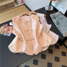 实拍高级感新中式马夹年轻款盘扣无袖减龄背心