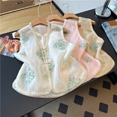 批发实拍新中式钉珠重工年轻款马夹坎肩女夏