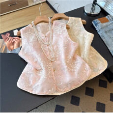 批发实拍新中式提花设计感马夹年轻款背心夏季