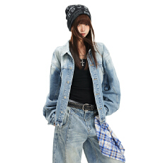 批发YD@美式复古水洗牛仔衣外套2026春季设计感短款夹克街头风外套潮