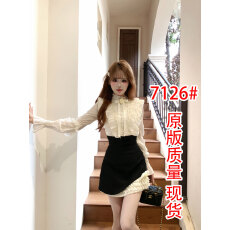 批发越韩小鱼 萝拉小姐 法式气质高级感衬衫千金风高腰半裙两件套装