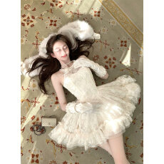 批发Q女家 12/30 天生美姬/宫廷千金丝绒蕾丝年会<b class='q'>蓬蓬</b>公主裙