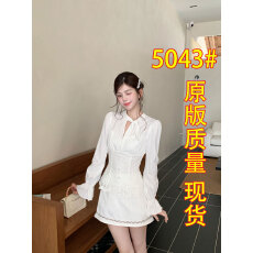 批发越韩小鱼Musefish 白色情书 法式优雅蝴蝶结飘带<b class='q'>蕾丝</b>长袖<b class='q'>短裙</b>套装