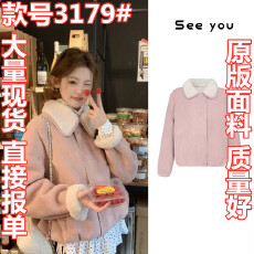 批发秋冬新款简约韩系翻领时尚美拉德毛绒外套B2056