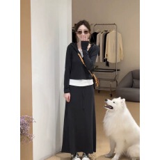 批发连帽假两件卫衣女2025新款早秋季设计感宽松显瘦短款套头长袖上衣