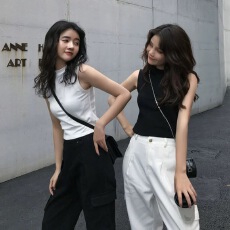 批发辣妹简约无袖<b class='q'>背心</b>女短款2025夏季新款韩版修身高腰<b class='q'>露</b><b class='q'>脐</b>短袖t恤女