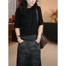 批发高级感灰色五分<b class='q'>袖</b>打底<b class='q'>T</b><b class='q'>恤</b>女2025秋季新款简约韩版显瘦内搭上衣潮