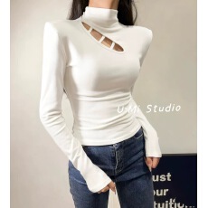 批发十三行2025<b class='q'>秋</b>冬磨毛绒新款韩版设计感小众镂空长袖T恤打底衫女