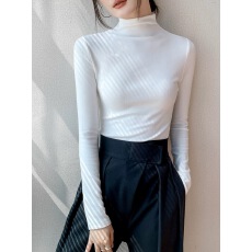 批发半高领磨毛长袖T恤女2025秋冬季新款修身显瘦<b class='q'>西装</b>内搭抓绒打底衫