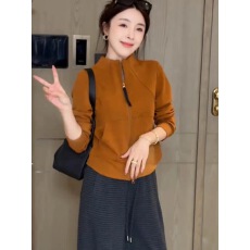 批发欧货立领双拉链开衫卫衣女2025秋季新款百搭修身显瘦<b class='q'>休闲</b>外套上衣