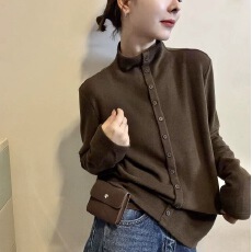 批发秋冬巨好看的上衣德绒<b class='q'>打底衫</b>女半高领2025新款爆款长袖高级感开衫