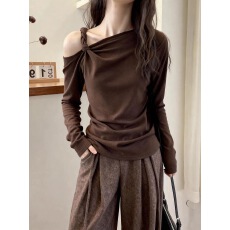 批发欧洲站高端2025秋冬季新款长袖露肩<b class='q'>T</b><b class='q'>恤</b>高级感穿搭上衣欧货<b class='q'>女</b>装潮