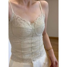 批发秋冬保暖法式<b class='q'>蕾丝</b>吊带背心女内搭带胸垫性感美背<b class='q'>文胸</b>一体式打底衫