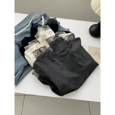 批发精致复古网纱圆领长袖<b class='q'>T</b><b class='q'>恤</b><b class='q'>女</b>弹力百搭显瘦正肩<b class='q'>t</b>秋冬洋气内搭打底衫