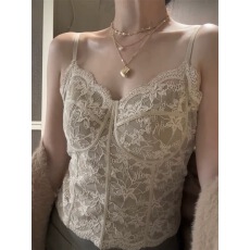 批发法式带胸垫蕾丝保暖<b class='q'>背心</b>吊带女2025秋季<b class='q'>新款</b>内搭外穿修身短款上衣