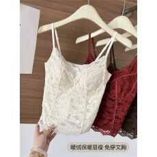 批发保暖吊带背心内衣女法式蕾丝<b class='q'>性感</b>纯欲显瘦内搭秋冬免穿<b class='q'>文胸</b>一体杯