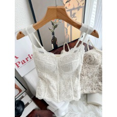 批发纯欲风性感吊带<b class='q'>背心</b>女马甲线蕾丝美背带胸垫内衣轻奢磨毛<b class='q'>打底</b>上衣