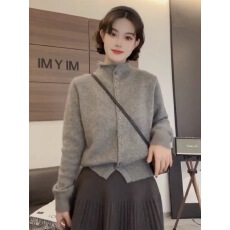 批发高级感灰色半高领毛衣开衫女秋冬2025新款爆款内搭打底针织衫<b class='q'>上衣</b>