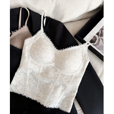 批发法式蕾丝美背吊带背心女内搭带胸垫<b class='q'>内衣</b>女2025新款可外穿打底上衣