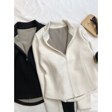 批发加厚白色卫衣女2025年新款秋冬磨毛双面德绒开衫外套修身长袖上衣