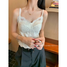 批发秋冬磨毛法式骨线小吊带背心性感蕾丝含胸垫修身内搭外穿保暖<b class='q'>内衣</b>